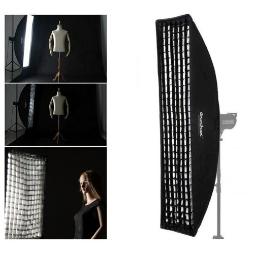 Softbox Godox 35x160 Cm Con Griglia A Nido D'ape E Attacco Bowens, Per Flash E Luce Continua, Ideale Per Ritratti E Moda
